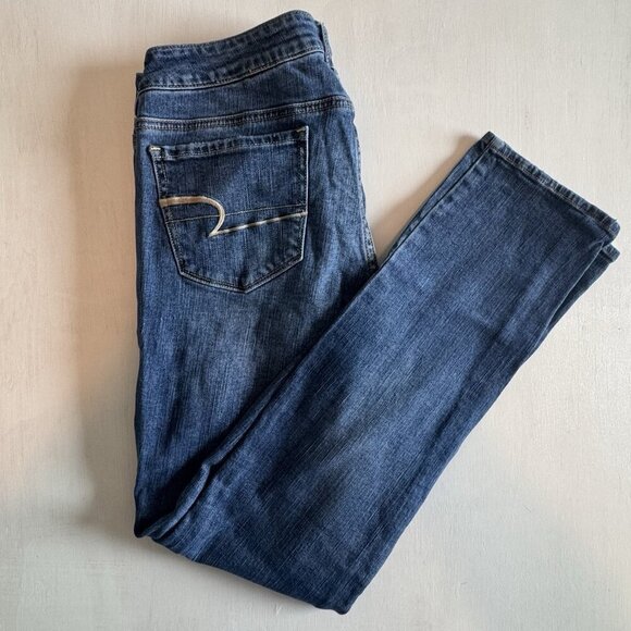 American Eagle Outfitters Denim - AMERICAN EAGLE Jeans Womens 12 Skinny Medium Wash Stretch Low Rise